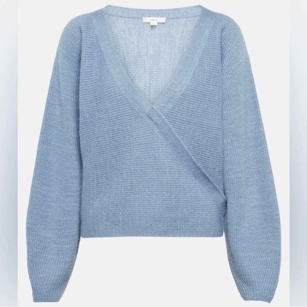 VINCE long-sleeve wrap-front wool-blend Sweater, Size L, Retail $971